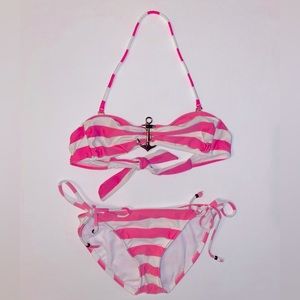 MOSSIMO pink white stripe string bikini